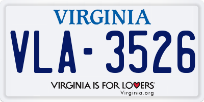 VA license plate VLA3526