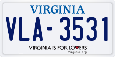 VA license plate VLA3531