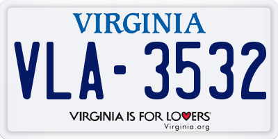 VA license plate VLA3532