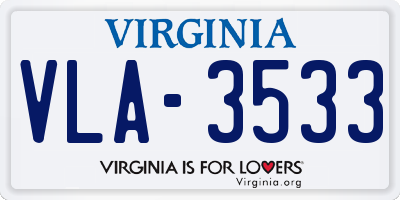 VA license plate VLA3533