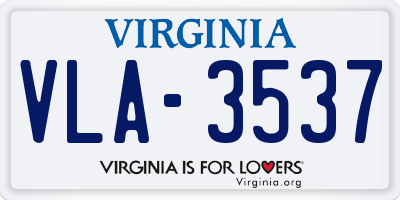 VA license plate VLA3537