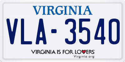 VA license plate VLA3540