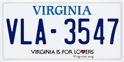 VA license plate VLA3547