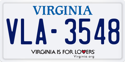 VA license plate VLA3548