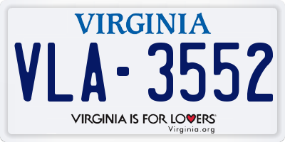 VA license plate VLA3552