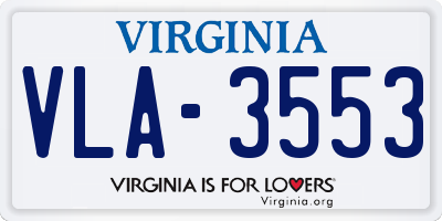 VA license plate VLA3553