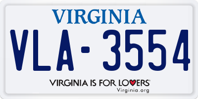 VA license plate VLA3554