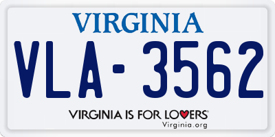 VA license plate VLA3562