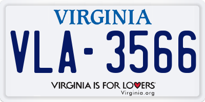 VA license plate VLA3566