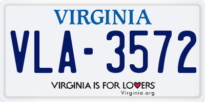 VA license plate VLA3572