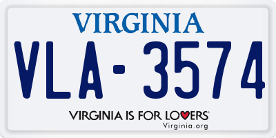 VA license plate VLA3574