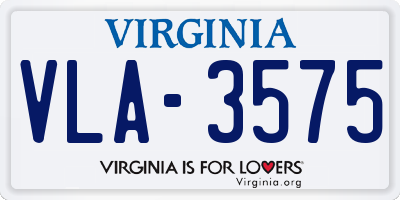 VA license plate VLA3575