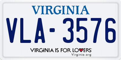 VA license plate VLA3576