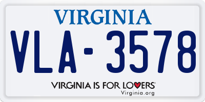 VA license plate VLA3578