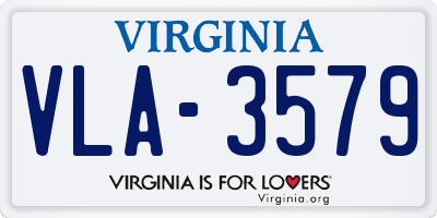 VA license plate VLA3579