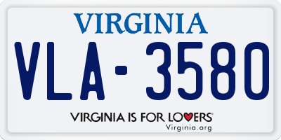 VA license plate VLA3580