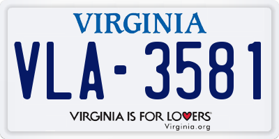 VA license plate VLA3581