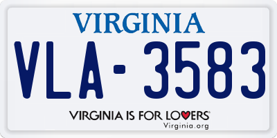 VA license plate VLA3583