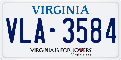 VA license plate VLA3584