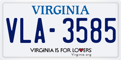 VA license plate VLA3585