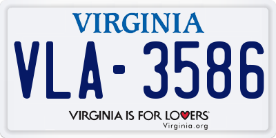 VA license plate VLA3586