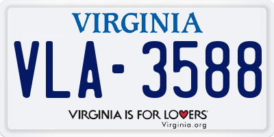 VA license plate VLA3588