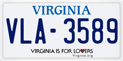 VA license plate VLA3589