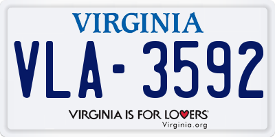 VA license plate VLA3592