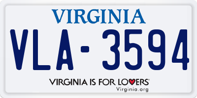 VA license plate VLA3594