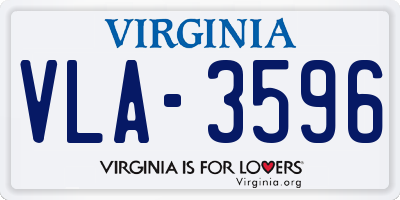 VA license plate VLA3596