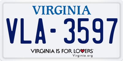 VA license plate VLA3597