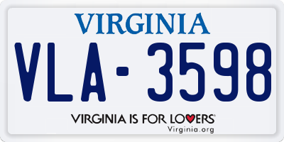 VA license plate VLA3598