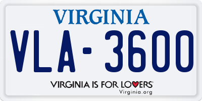 VA license plate VLA3600