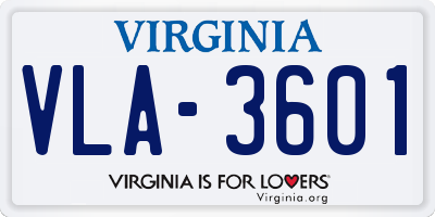 VA license plate VLA3601