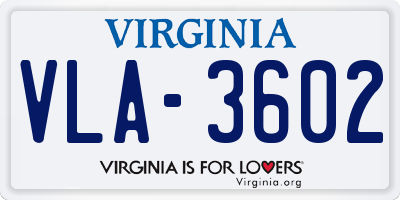 VA license plate VLA3602