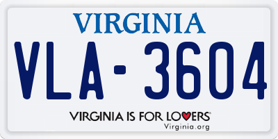 VA license plate VLA3604