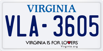 VA license plate VLA3605