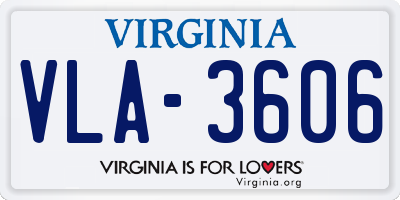VA license plate VLA3606