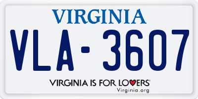 VA license plate VLA3607