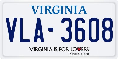 VA license plate VLA3608