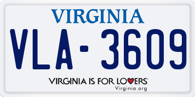 VA license plate VLA3609