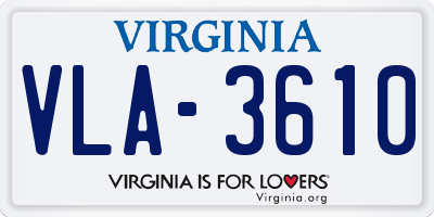 VA license plate VLA3610