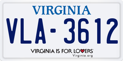 VA license plate VLA3612