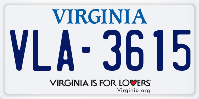 VA license plate VLA3615