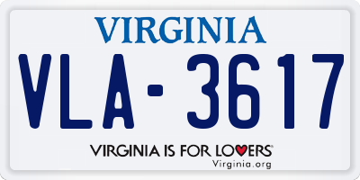 VA license plate VLA3617