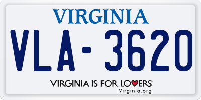 VA license plate VLA3620