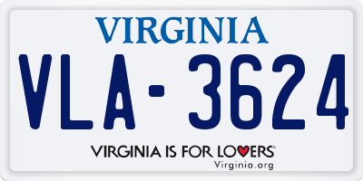 VA license plate VLA3624