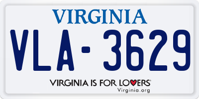 VA license plate VLA3629