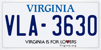 VA license plate VLA3630