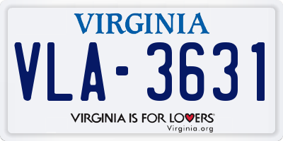VA license plate VLA3631